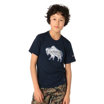 Columbia Ranco Lake Short Sleeve, Camiseta Azul Marino Para Niño | 485623-ZBL